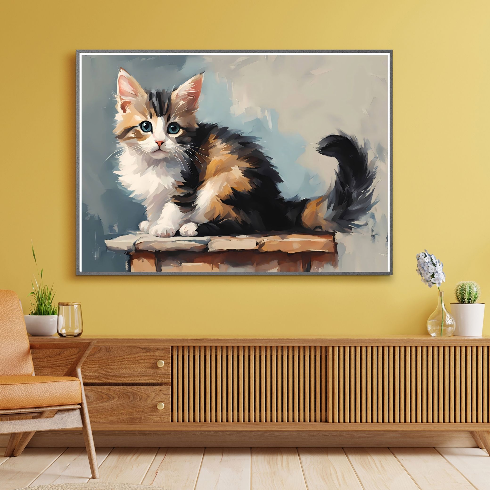 SEVİMLİ KEDİ CAT2 70X50CM ÇERÇEVESİZ TABLO