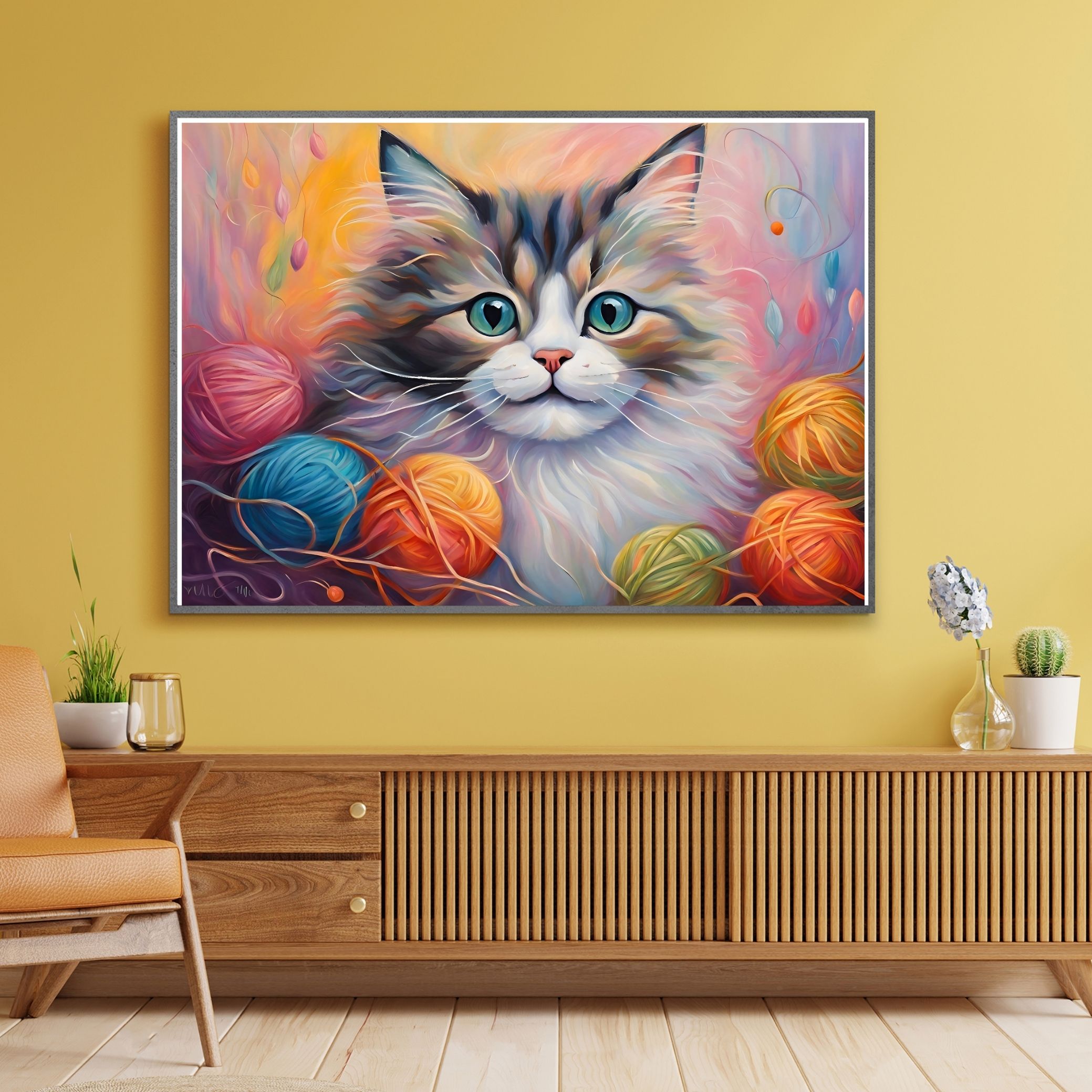 SEVİMLİ KEDİ CAT3 70X50CM ÇERÇEVESİZ TABLO