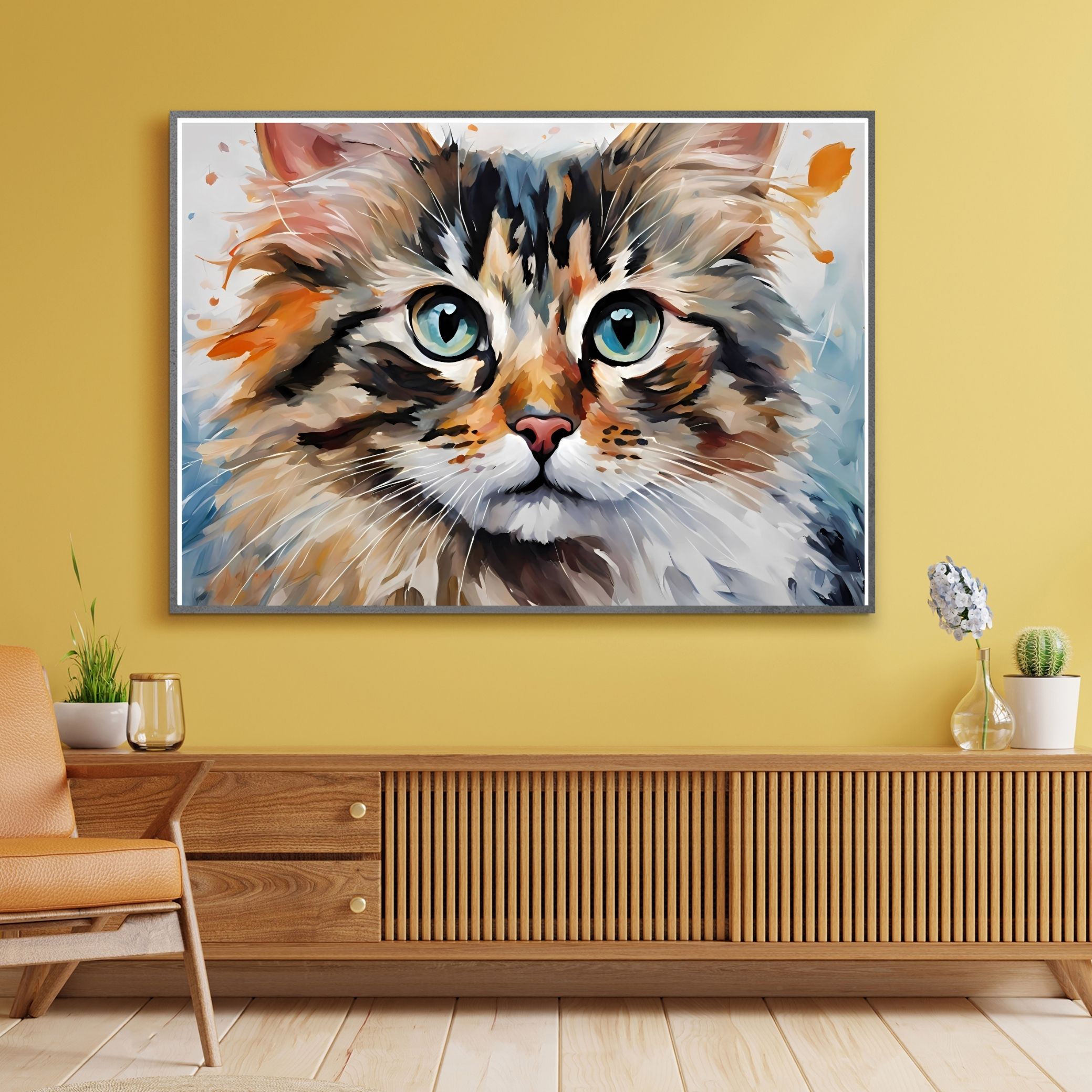 SEVİMLİ KEDİ CAT4 70X50CM ÇERÇEVESİZ TABLO