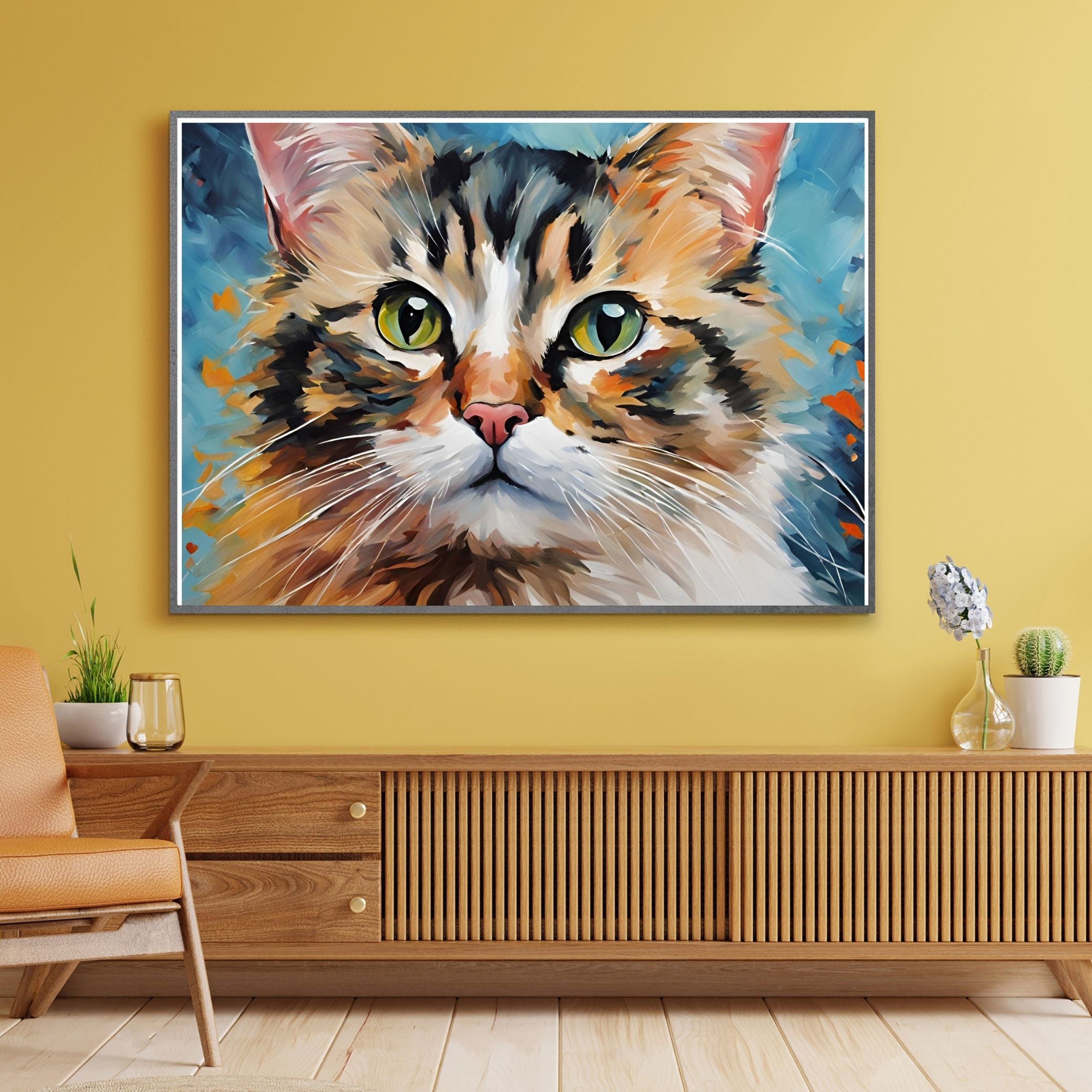 SEVİMLİ KEDİ CAT5 70X50CM ÇERÇEVESİZ TABLO