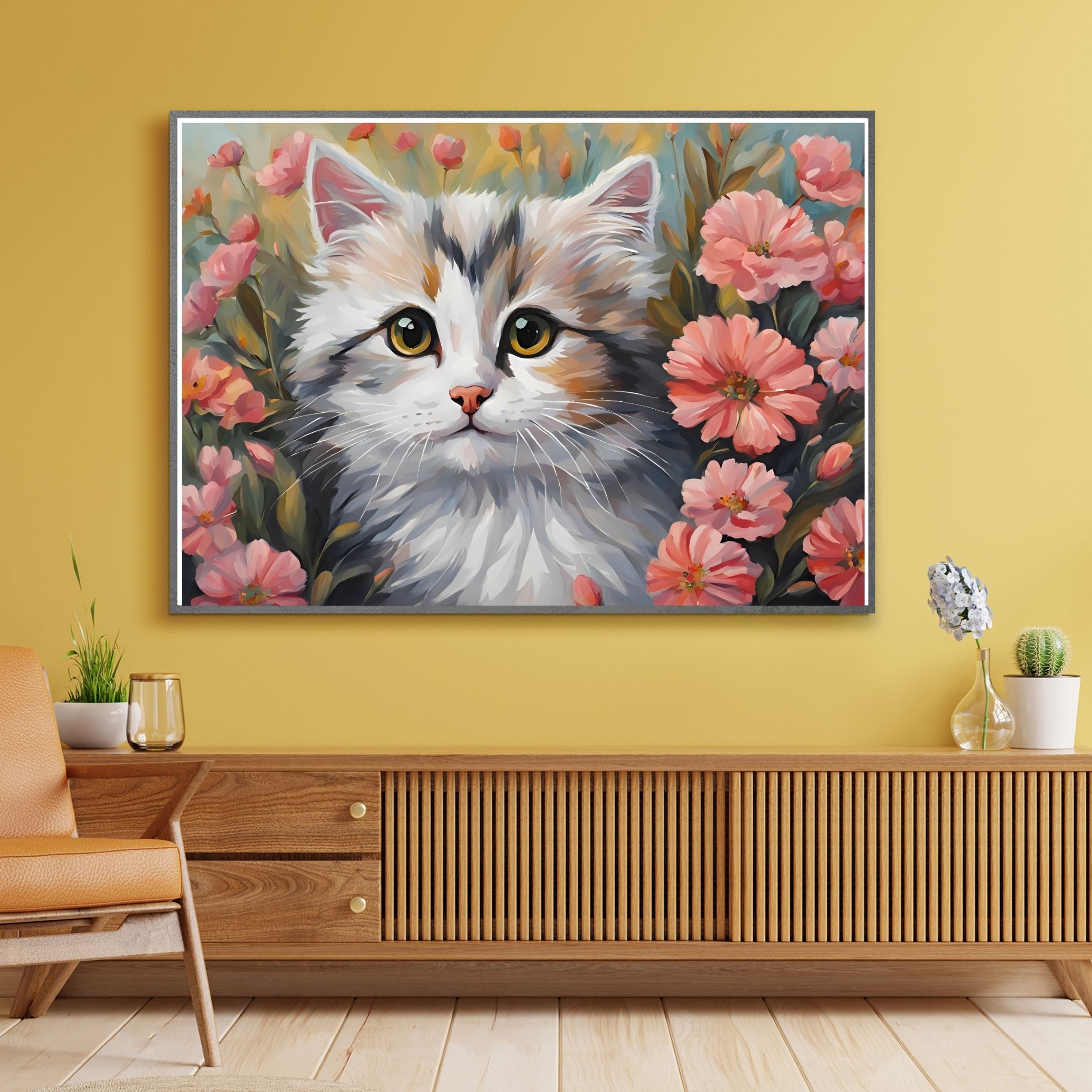 SEVİMLİ KEDİ CAT6 70X50CM ÇERÇEVESİZ TABLO