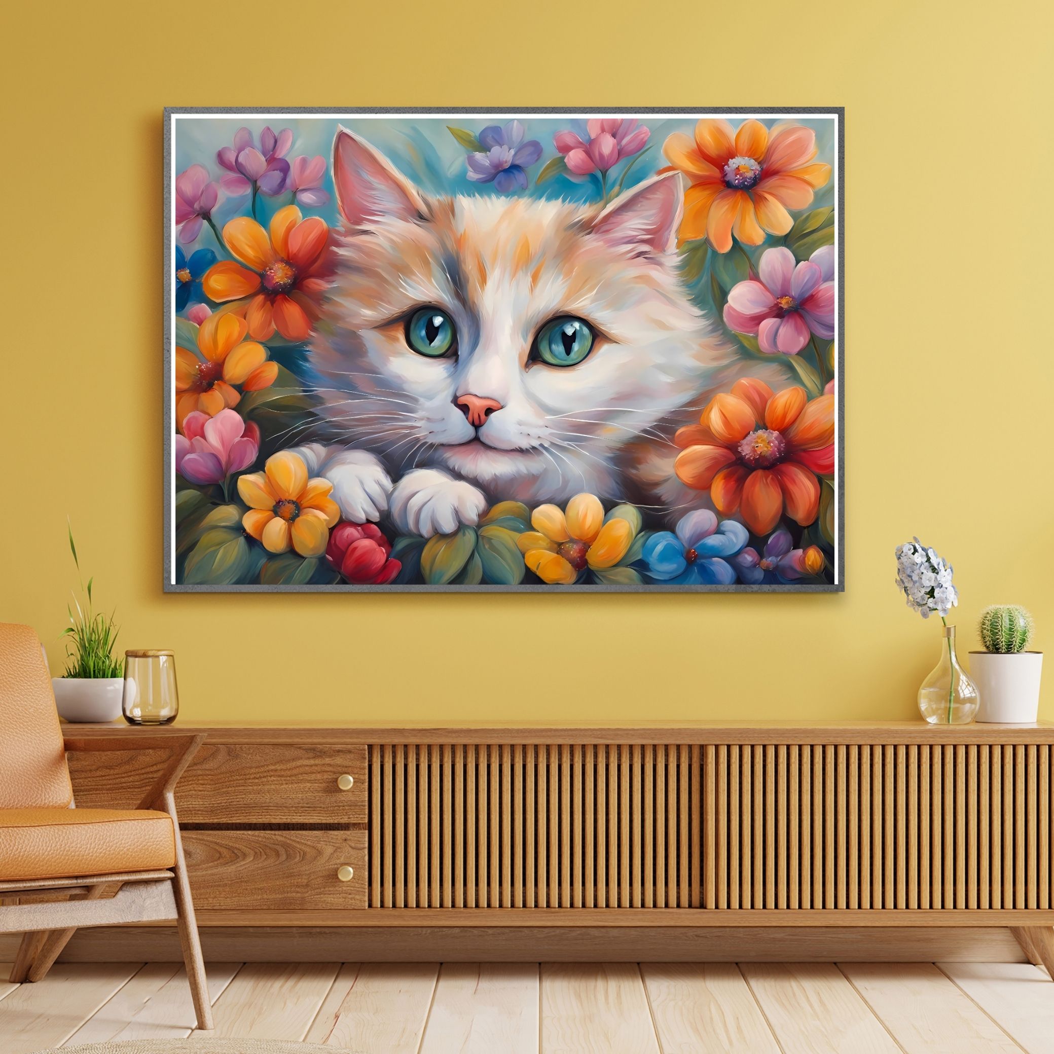 SEVİMLİ KEDİ CAT7 70X50CM ÇERÇEVESİZ TABLO