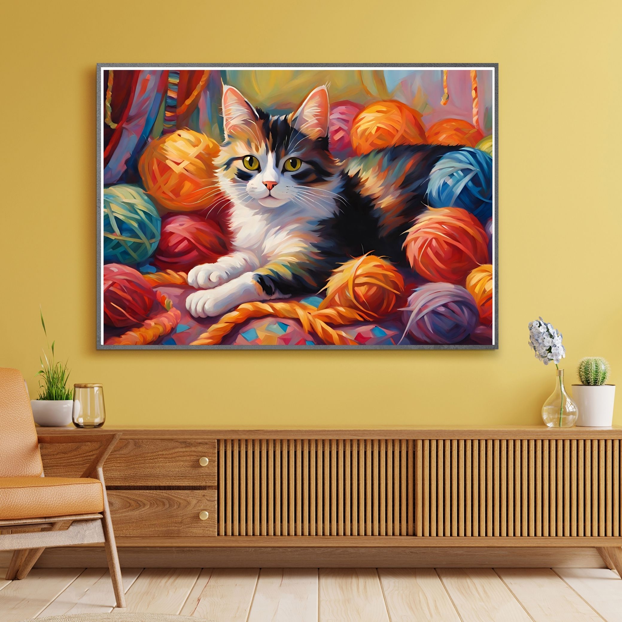 SEVİMLİ KEDİ CAT8 70X50CM ÇERÇEVESİZ TABLO