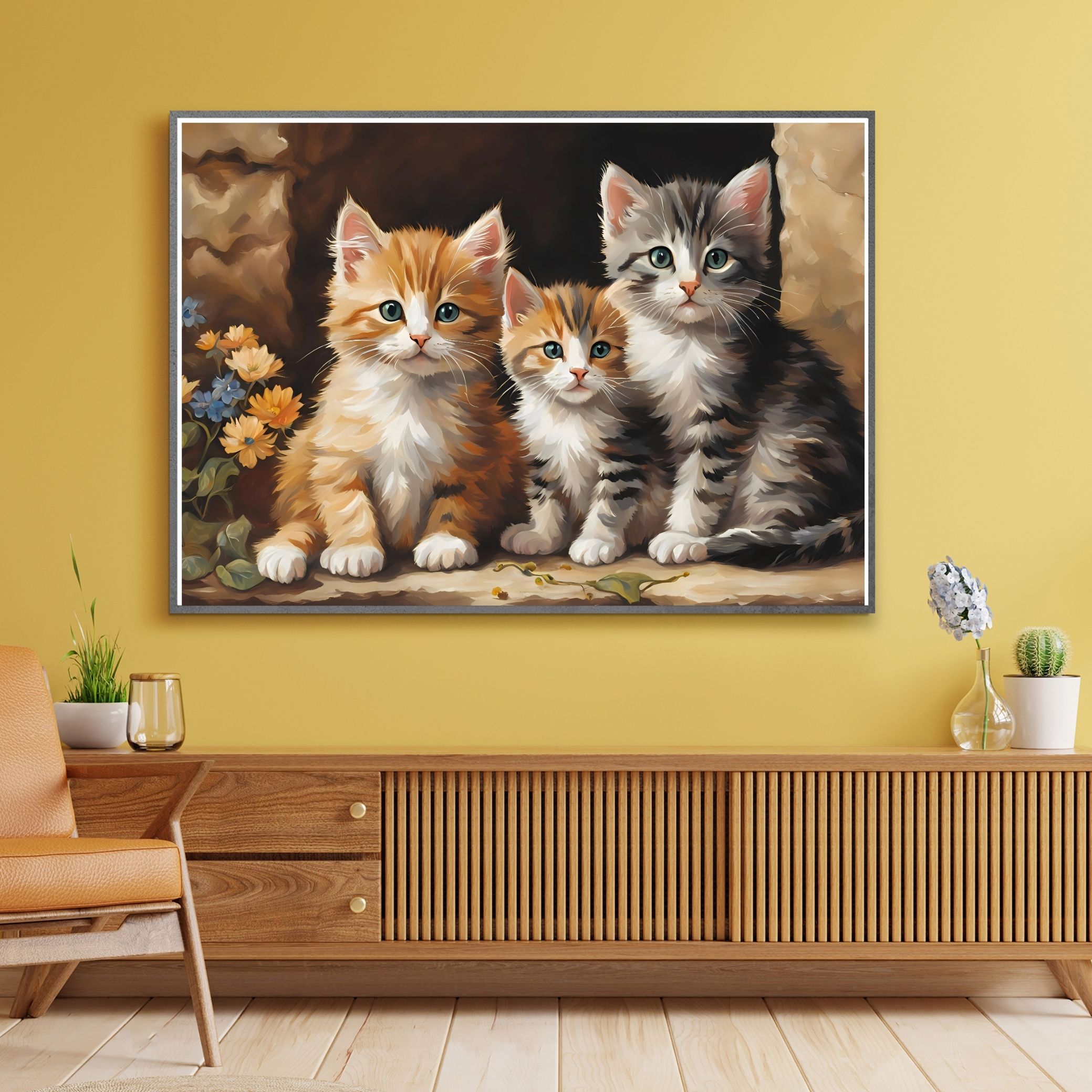 SEVİMLİ KEDİ CAT10 70X50CM ÇERÇEVESİZ TABLO