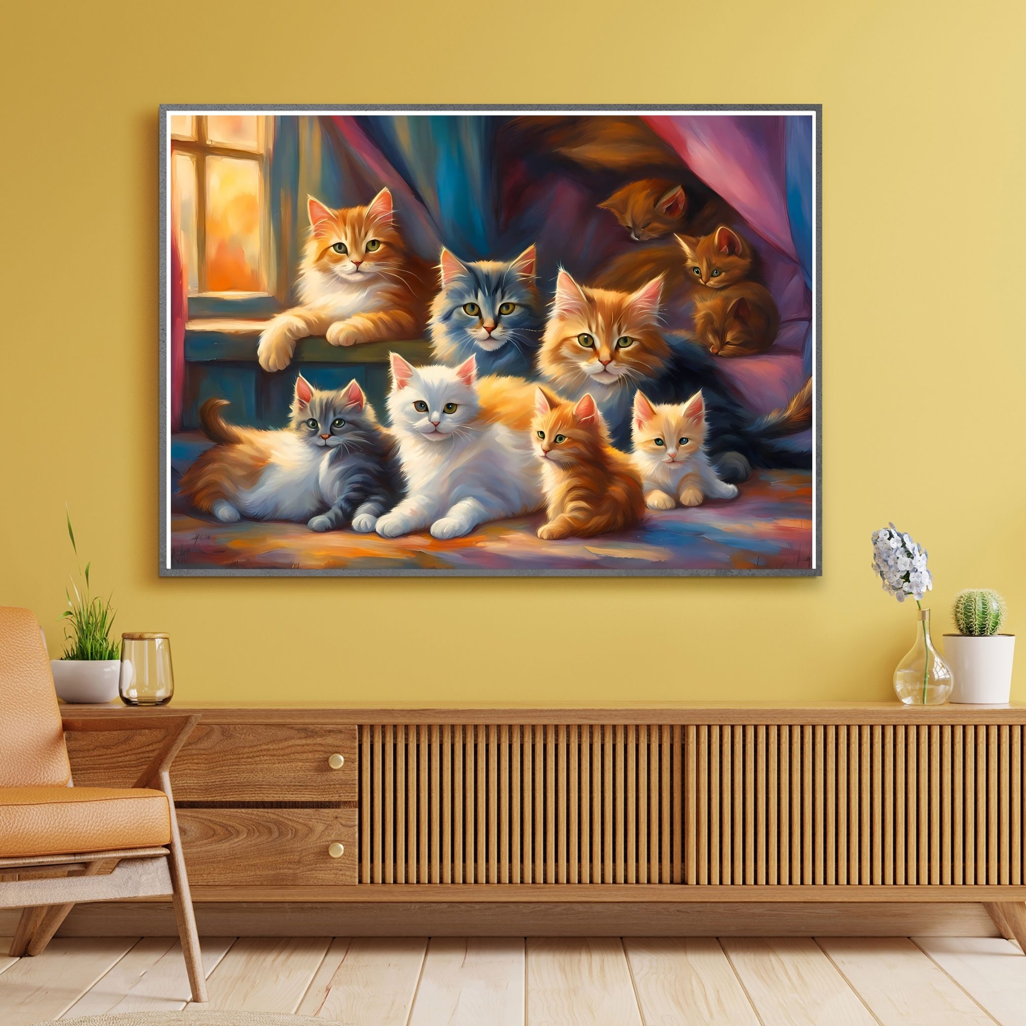 SEVİMLİ KEDİ CAT11 70X50CM ÇERÇEVESİZ TABLO