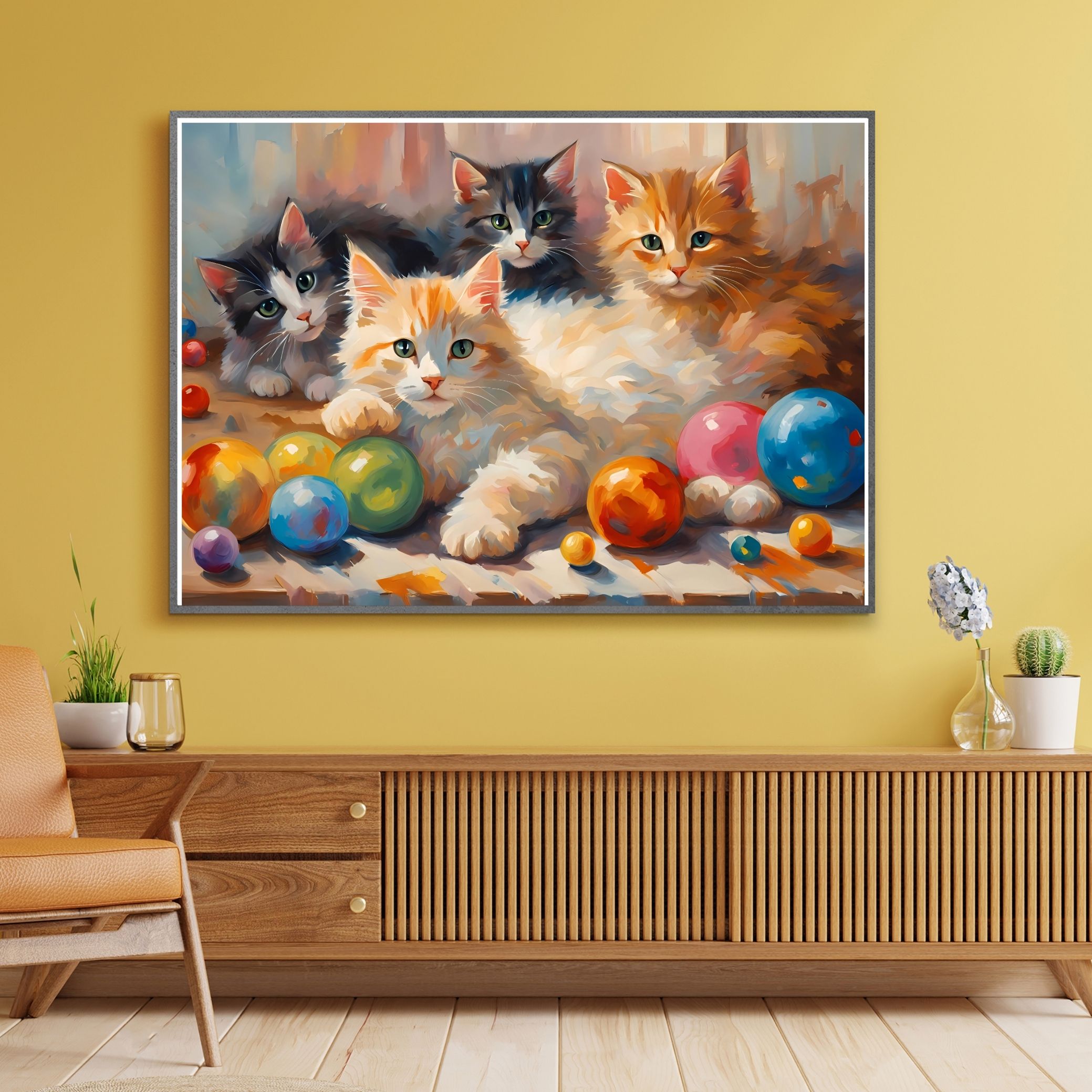 SEVİMLİ KEDİ CAT12 70X50CM ÇERÇEVESİZ TABLO