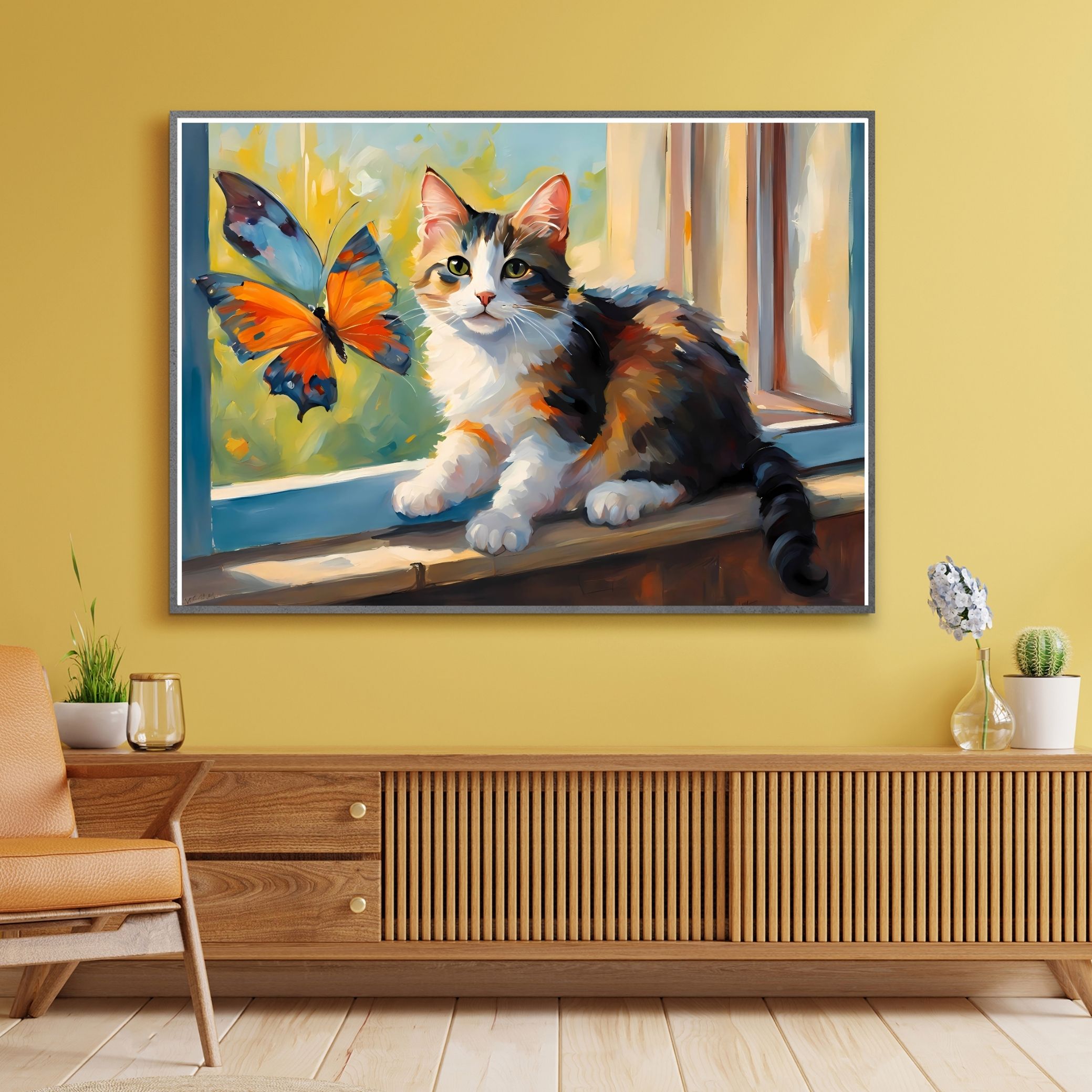 SEVİMLİ KEDİ CAT13 70X50CM ÇERÇEVESİZ TABLO