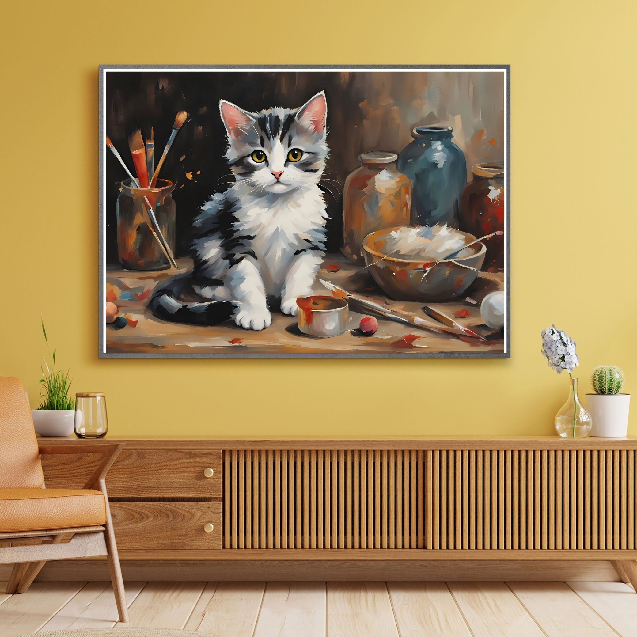 SEVİMLİ KEDİ CAT14 70X50CM ÇERÇEVESİZ TABLO