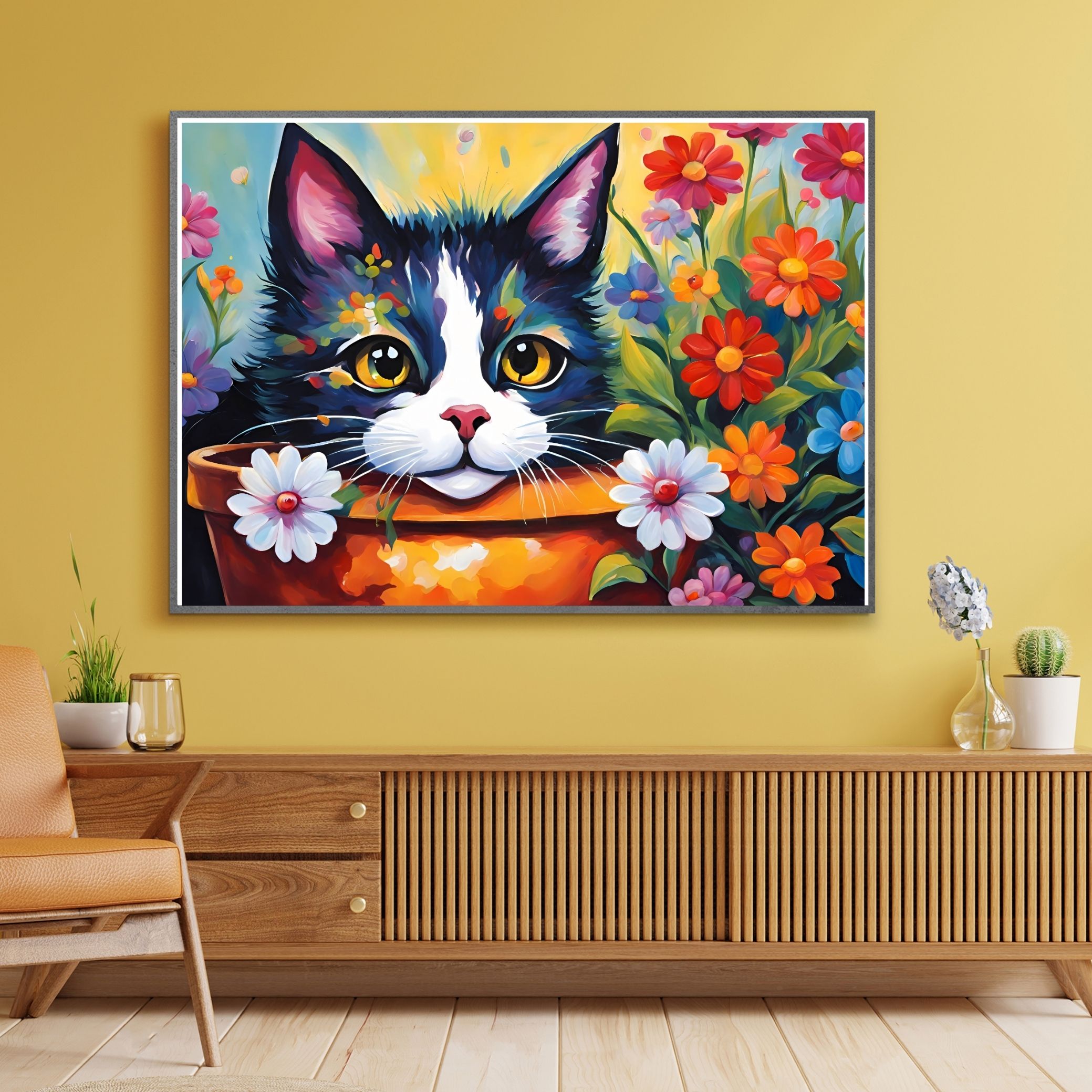 SEVİMLİ KEDİ CAT15 70X50CM ÇERÇEVESİZ TABLO