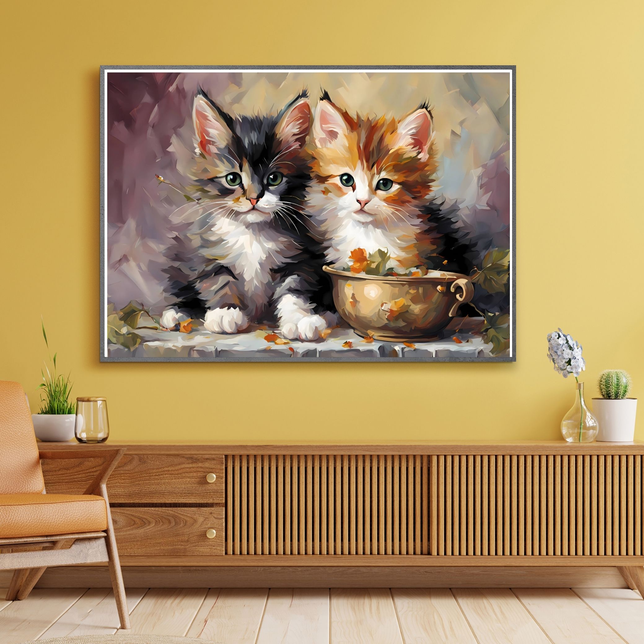 SEVİMLİ KEDİ CAT16 70X50CM ÇERÇEVESİZ TABLO