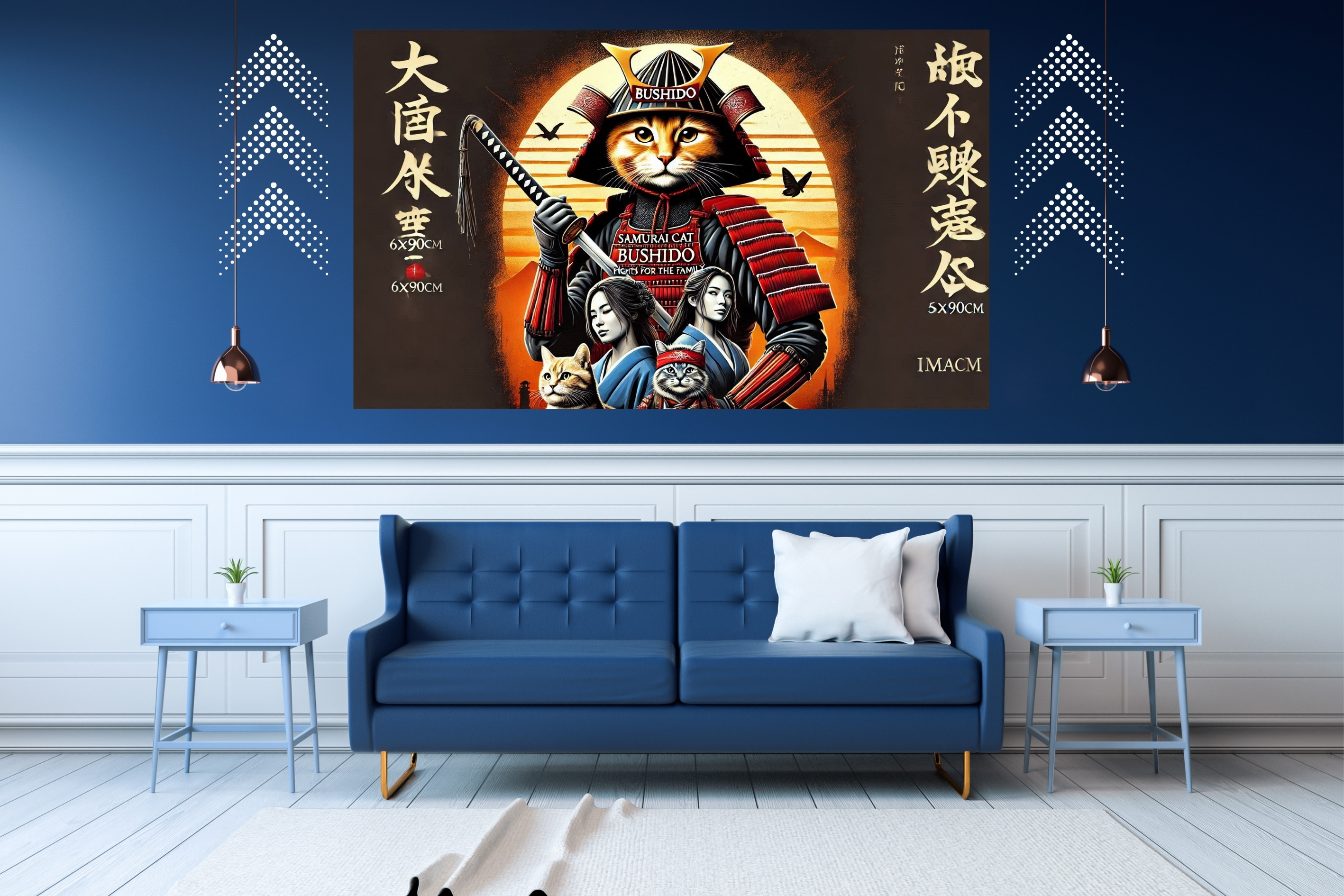 Tİ-PLAY BUSHIDO CAT 60X90CM MODERN SAMURAY PVC ÇERÇEVESİZ TABLO