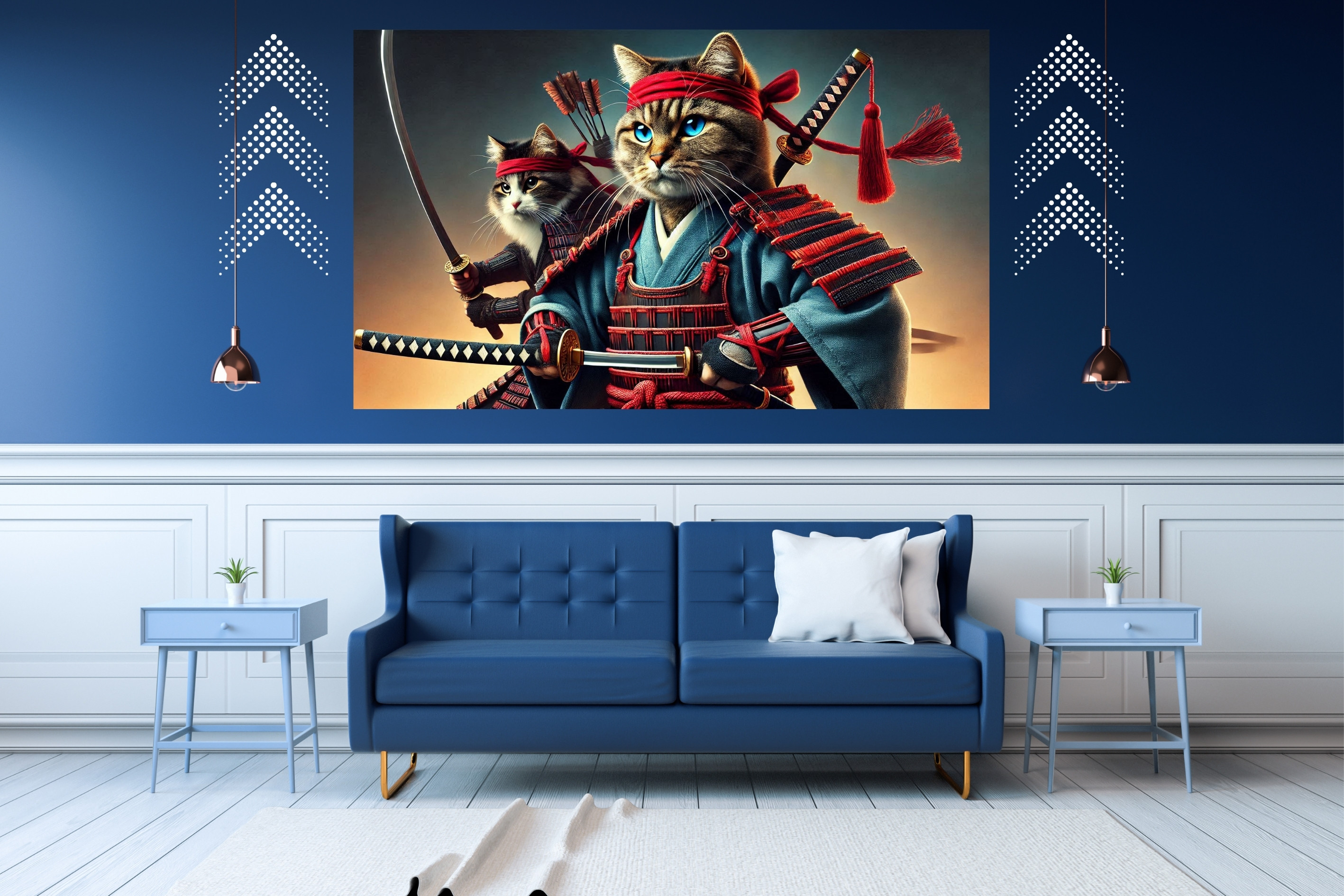 Tİ-PLAY BUSHIDO CATS SALDIRI 60X90CM MODERN SAMURAY PVC ÇERÇEVESİZ TABLO