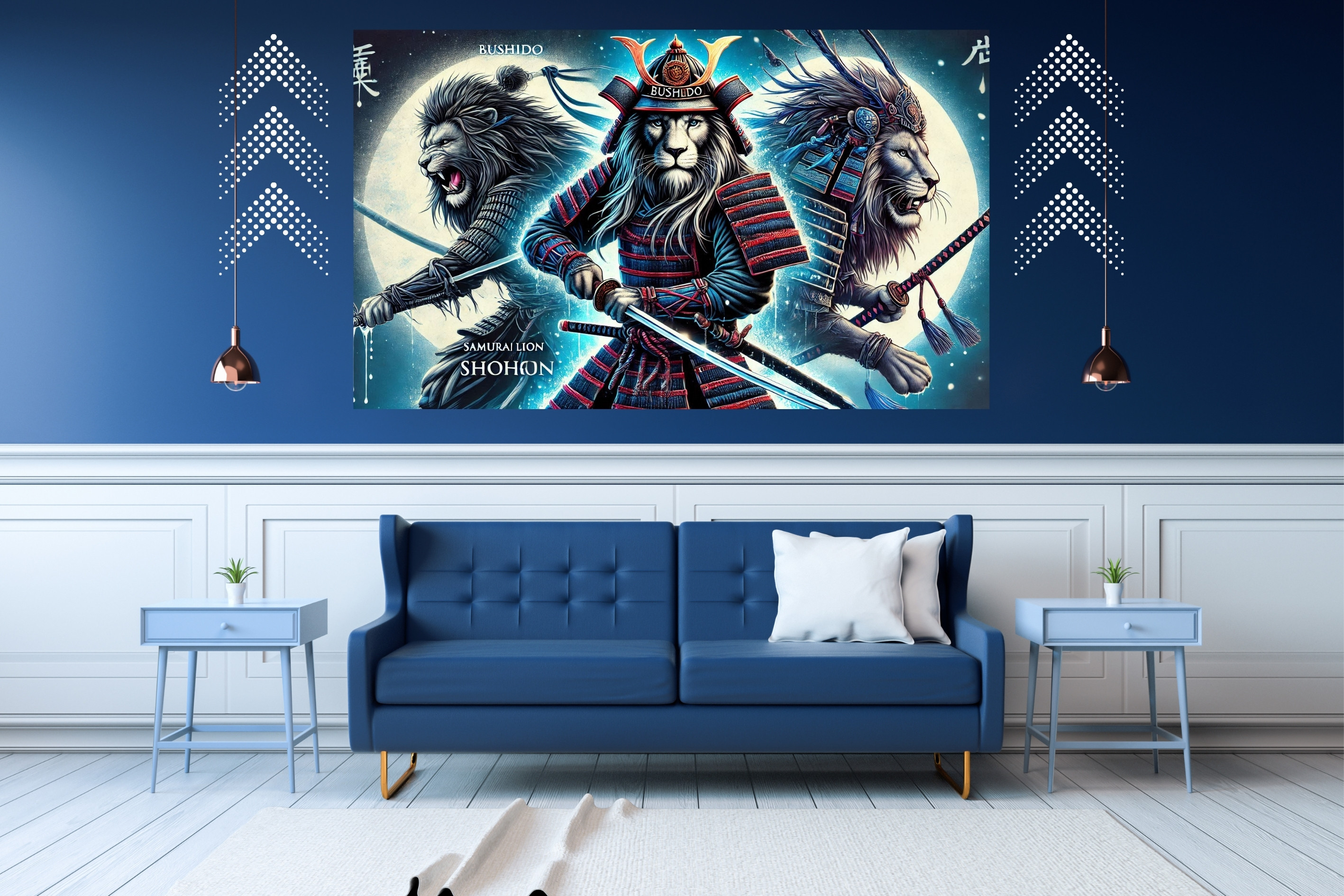 Tİ-PLAY BUSHIDO LIONS 60X90CM MODERN SAMURAY PVC ÇERÇEVESİZ TABLO