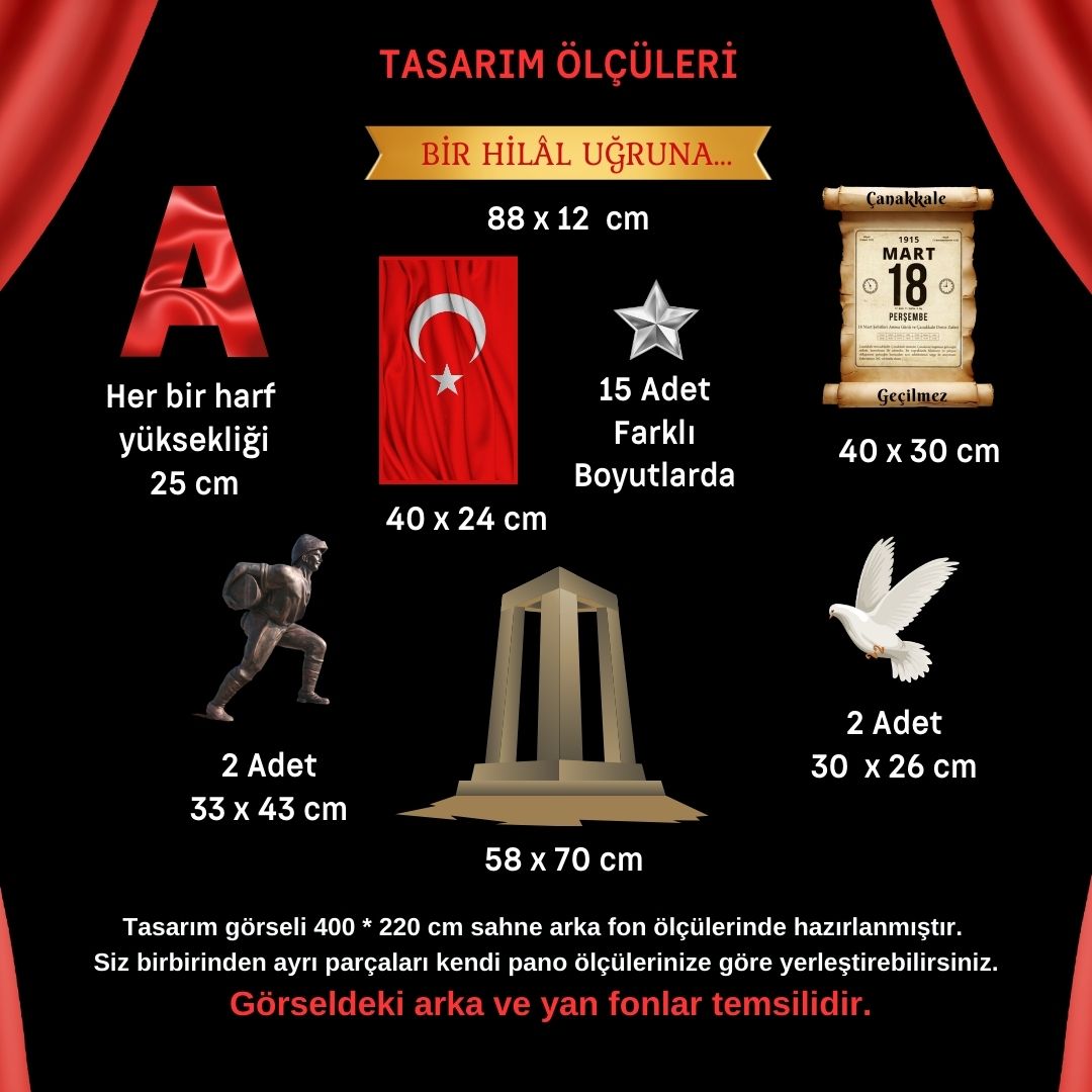 ÇANAKKALE ZAFERİ SAHNE SÜSÜ BÜYÜK ÖLÇÜ ÇANAKKALE ZAFERİ SAHNE SÜSÜ BÜYÜK ÖLÇÜ