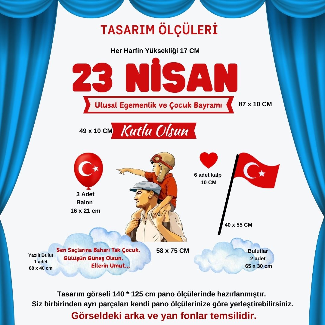 23 NİSAN ULUSAL EGEMENLİK VE ÇOCUK BAYRAMI PANO SÜSÜ 