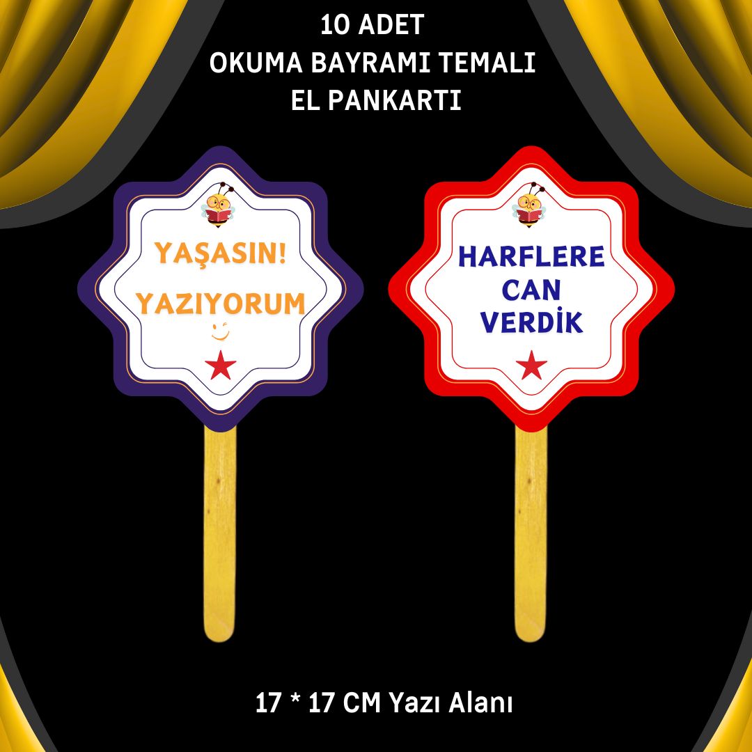 OKUMA BAYRAMI / ŞENLİĞİ TEMALI 10'lu EL PANKARTLARI