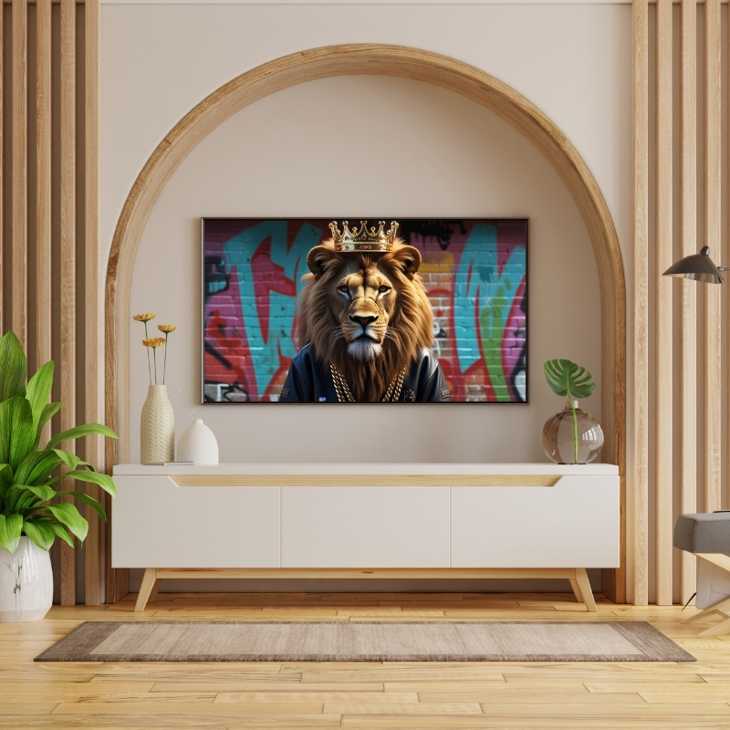 HAYVAN FİGÜRLÜ RAPÇİ KRAL ASLAN PVC 60X90 CM ÇERÇEVESİZ TABLO 02