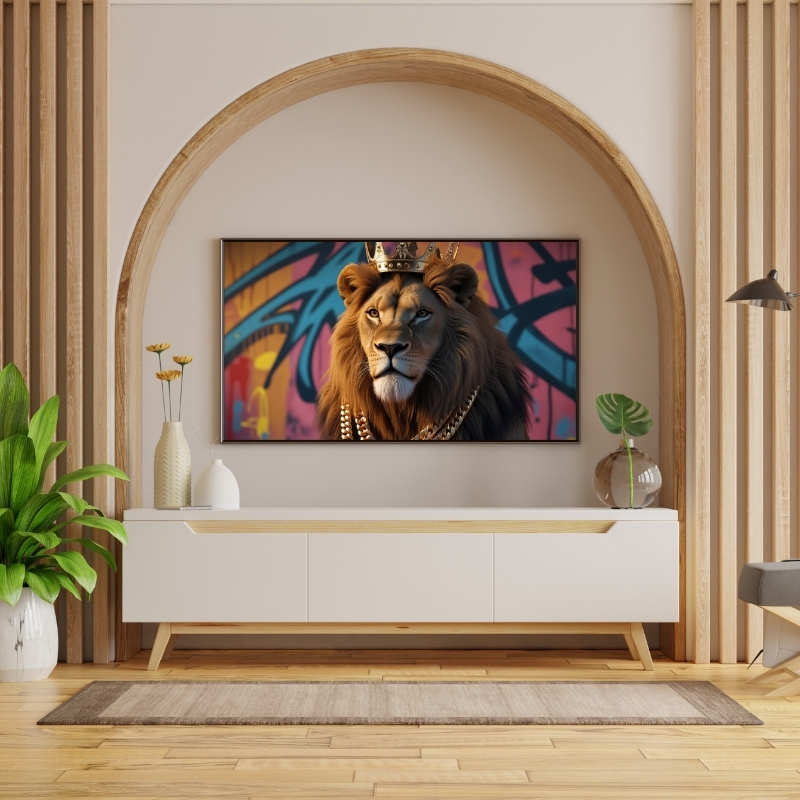 HAYVAN FİGÜRLÜ RAPÇİ KRAL ASLANLI PVC 60X90 CM ÇERÇEVESİZ TABLO 03