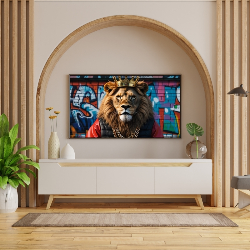 HAYVAN FİGÜRLÜ RAPÇİ ASİL KRAL ASLANLI PVC 60X90 CM ÇERÇEVESİZ TABLO 04