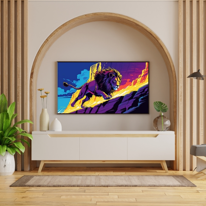HAYVAN FİGÜRLÜ GÜN BATIMI ASLANLI PVC 60X90 CM ÇERÇEVESİZ TABLO 05