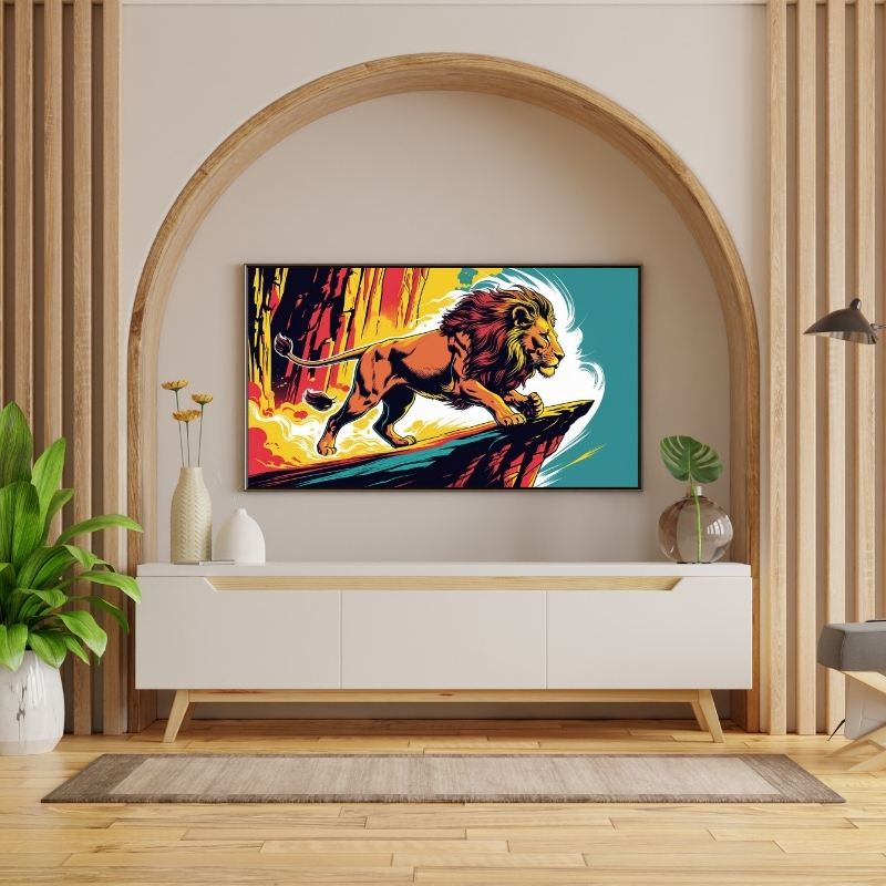 HAYVAN FİGÜRLÜ TEPE ASLANLI PVC 60X90 CM ÇERÇEVESİZ TABLO 06