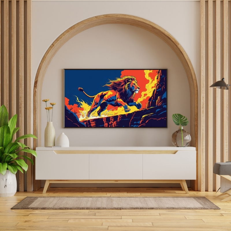 HAYVAN FİGÜRLÜ AV SAATİ II ASLANLI PVC 60X90 CM ÇERÇEVESİZ TABLO 08