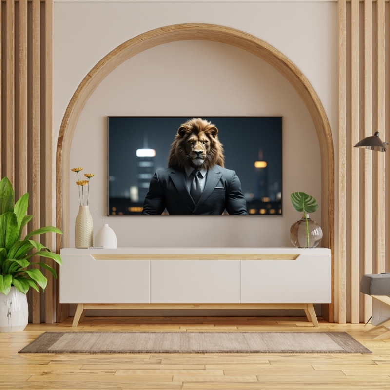 HAYVAN FİGÜRLÜ TAKIM ELBİSELİ III ASLANLI PVC 60X90 CM ÇERÇEVESİZ TABLO 14