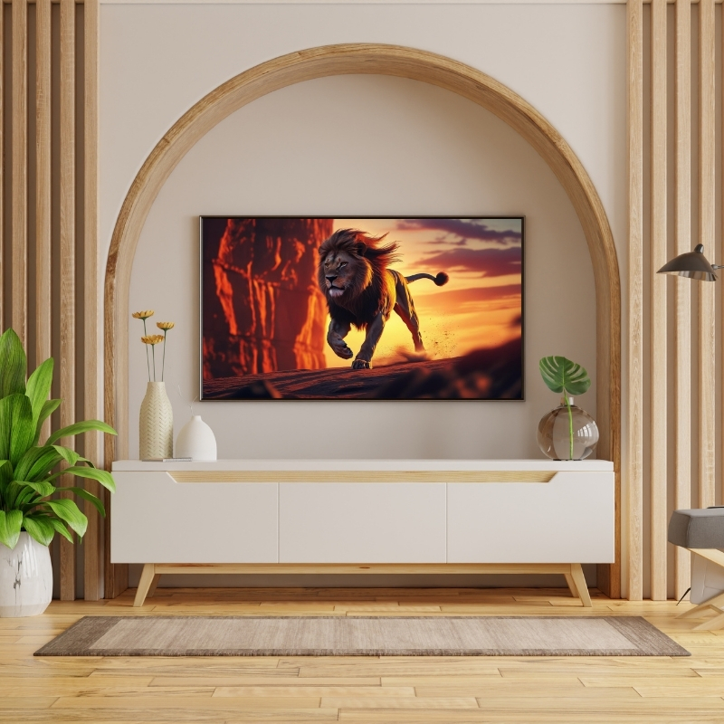 HAYVAN FİGÜRLÜ AV MEVSİMİ  DAĞLAR ASLANLI PVC 60X90 CM ÇERÇEVESİZ TABLO 22