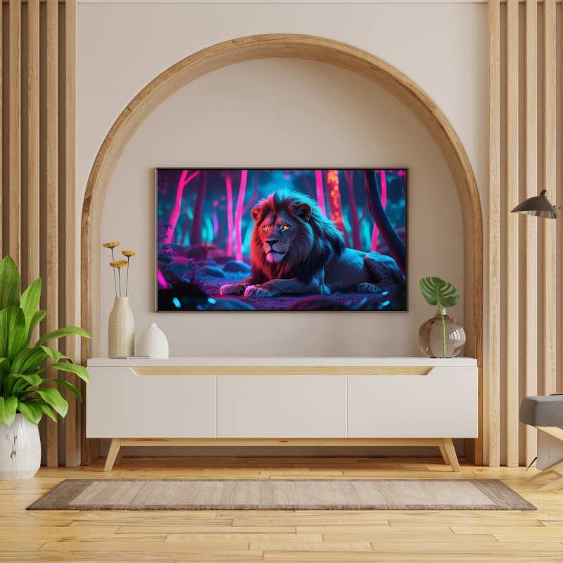 HAYVAN FİGÜRLÜ ATEŞLİ GÖZLER ASLANLI PVC 60X90 CM ÇERÇEVESİZ TABLO 32