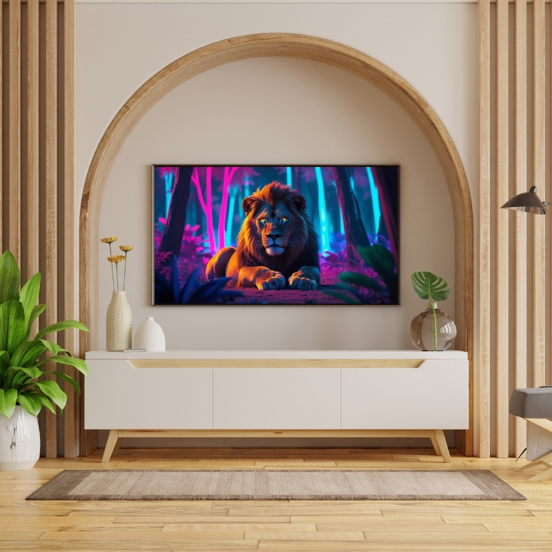 HAYVAN FİGÜRLÜ ATEŞLİ GÖZLER II ASLANLI PVC 60X90 CM ÇERÇEVESİZ TABLO 33