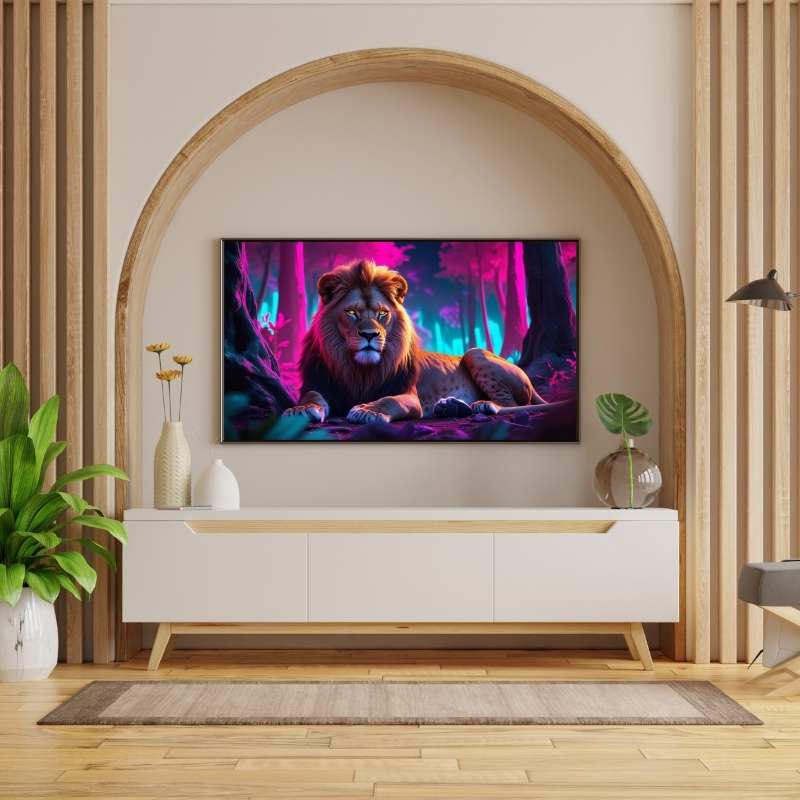 HAYVAN FİGÜRLÜ ATEŞLİ GÖZLER III ASLANLI PVC 60X90 CM ÇERÇEVESİZ TABLO 34