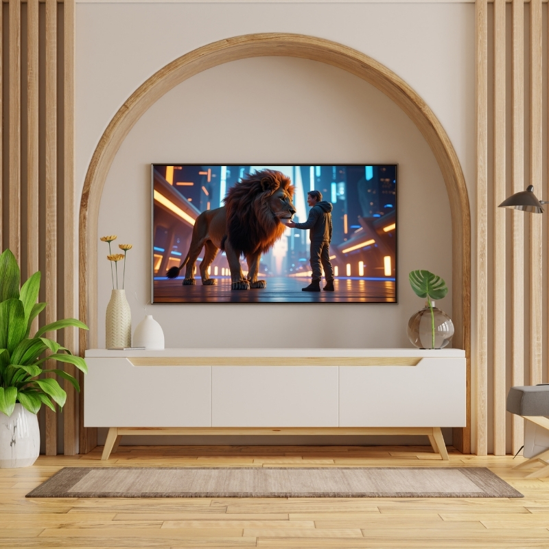 HAYVAN FİGÜRLÜ ADAM VE ASLANLI PVC 60X90 CM ÇERÇEVESİZ TABLO 35