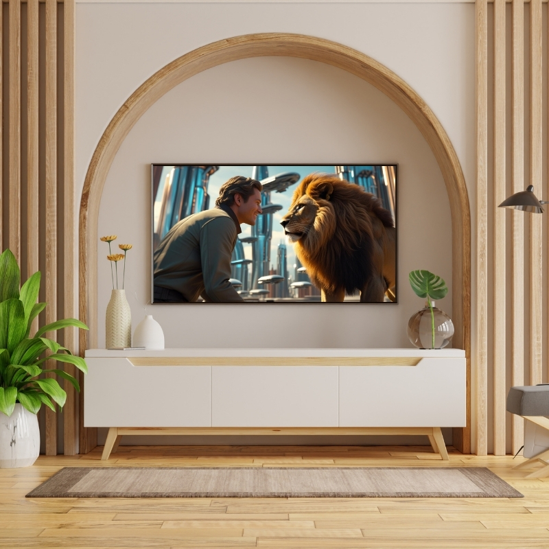 HAYVAN FİGÜRLÜ ADAM VE ASLANLI II  PVC 60X90 CM ÇERÇEVESİZ TABLO 36
