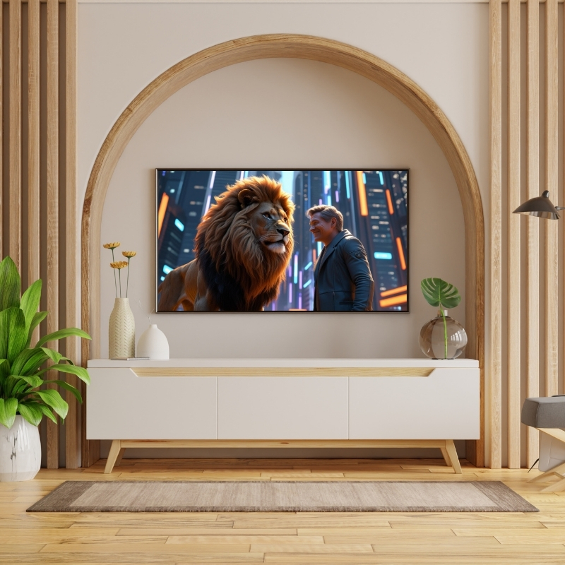 HAYVAN FİGÜRLÜ ADAM VE ASLANLI III PVC 60X90 CM ÇERÇEVESİZ TABLO 37