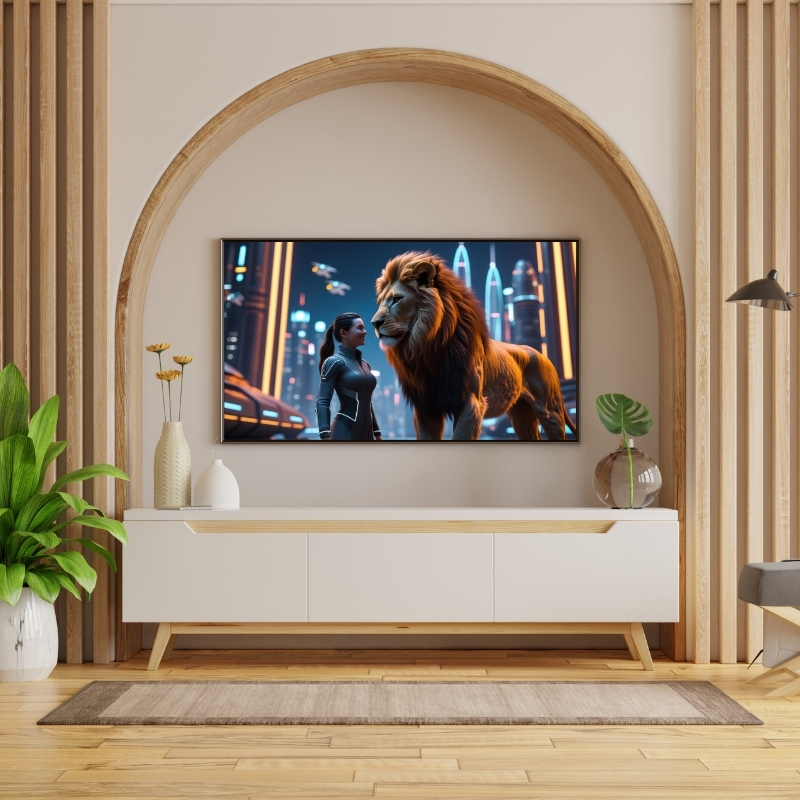 HAYVAN FİGÜRLÜ KADIN VE ASLANLI PVC 60X90 CM ÇERÇEVESİZ TABLO 38