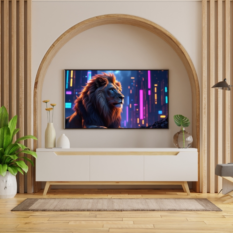 HAYVAN FİGÜRLÜ ASLAN ŞEHİRDE PVC 60X90 CM ÇERÇEVESİZ TABLO 39