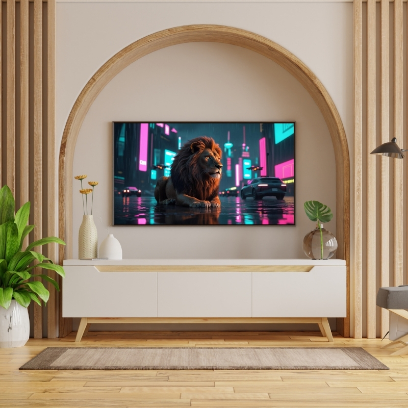 HAYVAN FİGÜRLÜ ASLAN ŞEHİRDE II PVC 60X90 CM ÇERÇEVESİZ TABLO 40