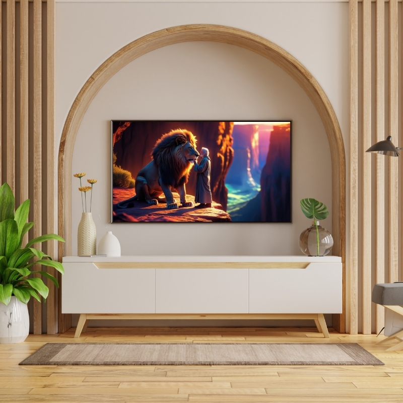 HAYVAN FİGÜRLÜ SAHİP VE ASLAN PVC 60X90 CM ÇERÇEVESİZ TABLO 47