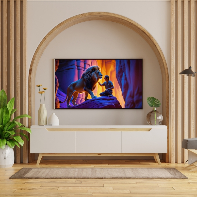HAYVAN FİGÜRLÜ SAHİP VE ASLAN I PVC 60X90 CM ÇERÇEVESİZ TABLO 48