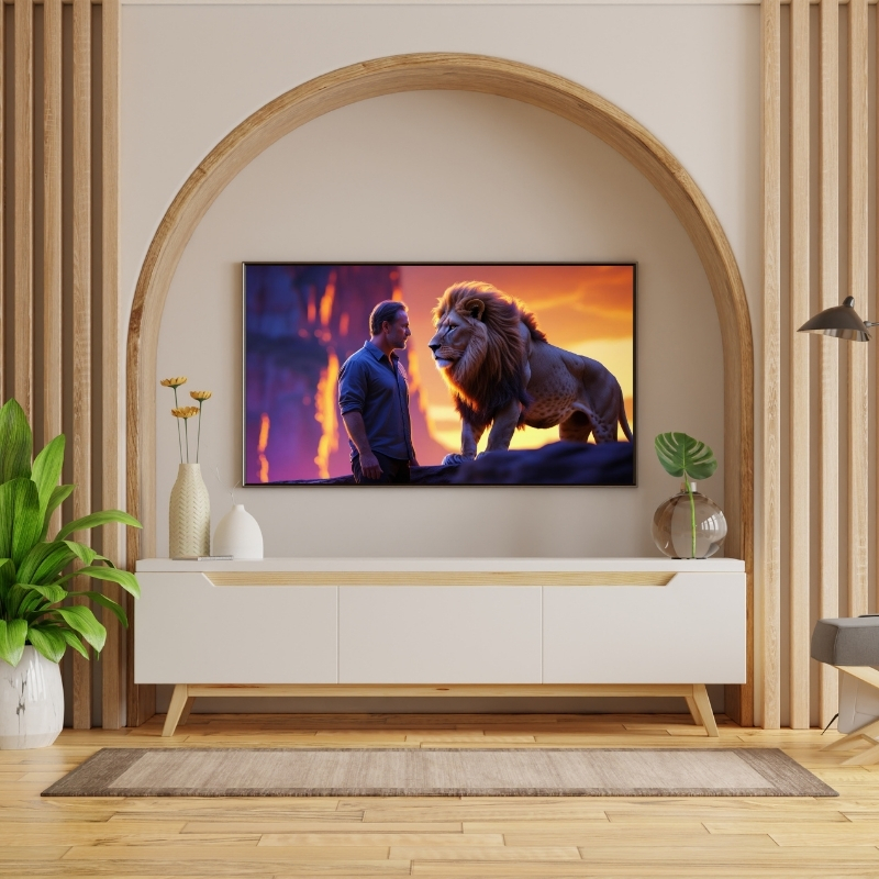 HAYVAN FİGÜRLÜ SAHİP VE ASLAN II PVC 60X90 CM ÇERÇEVESİZ TABLO 49