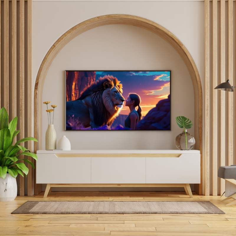 HAYVAN FİGÜRLÜ SAHİP VE ASLAN III PVC 60X90 CM ÇERÇEVESİZ TABLO 50