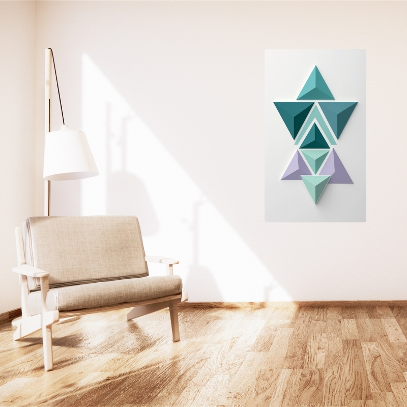 BOHEM TABLO SOYUT ÜÇGENLER, GEOMETRİK, SOYUT ÜÇGENLER BOHEM DUVAR SANATI ÇERÇEVESİZ TABLO