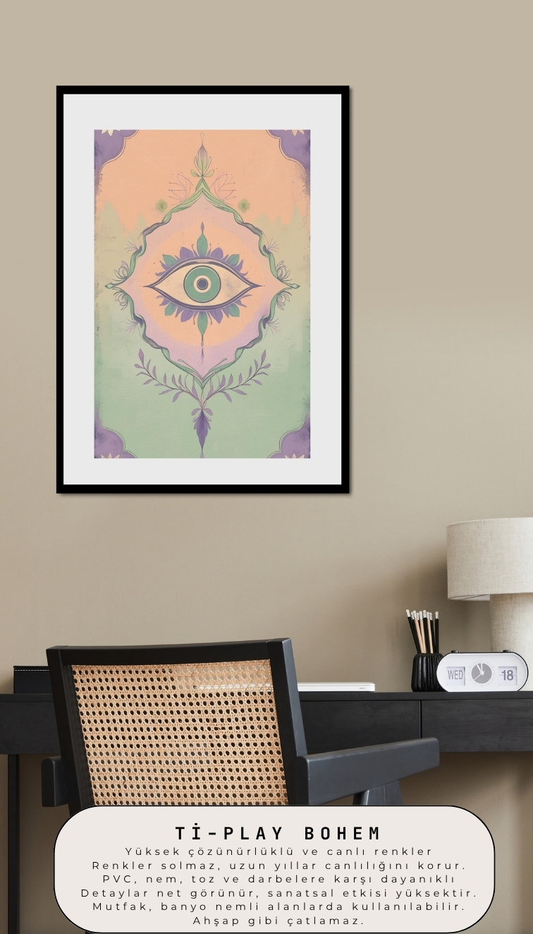BOHEM TABLO ÜÇÜNCÜ GÖZ, MANEVİ, PASTEL RENKLER, VİNTAGE BOHEM DUVAR SANATI ÇERÇEVESİZ TABLO BOHEM TABLO ÜÇÜNCÜ GÖZ, MANEVİ, PASTEL RENKLER, VİNTAGE BOHEM DUVAR SANATI ÇERÇEVESİZ TABLO