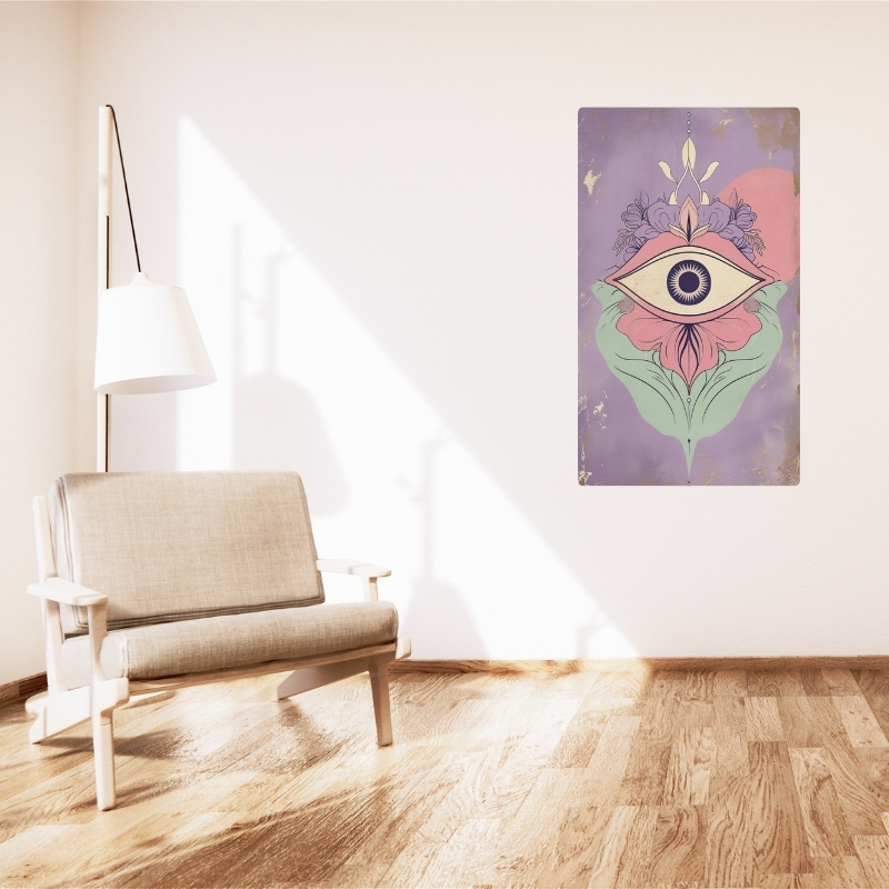 BOHEM TABLO ÜÇÜNCÜ GÖZ, MANEVİ, PASTEL RENKLER, VİNTAGE BOHEM DUVAR SANATI ÇERÇEVESİZ TABLO