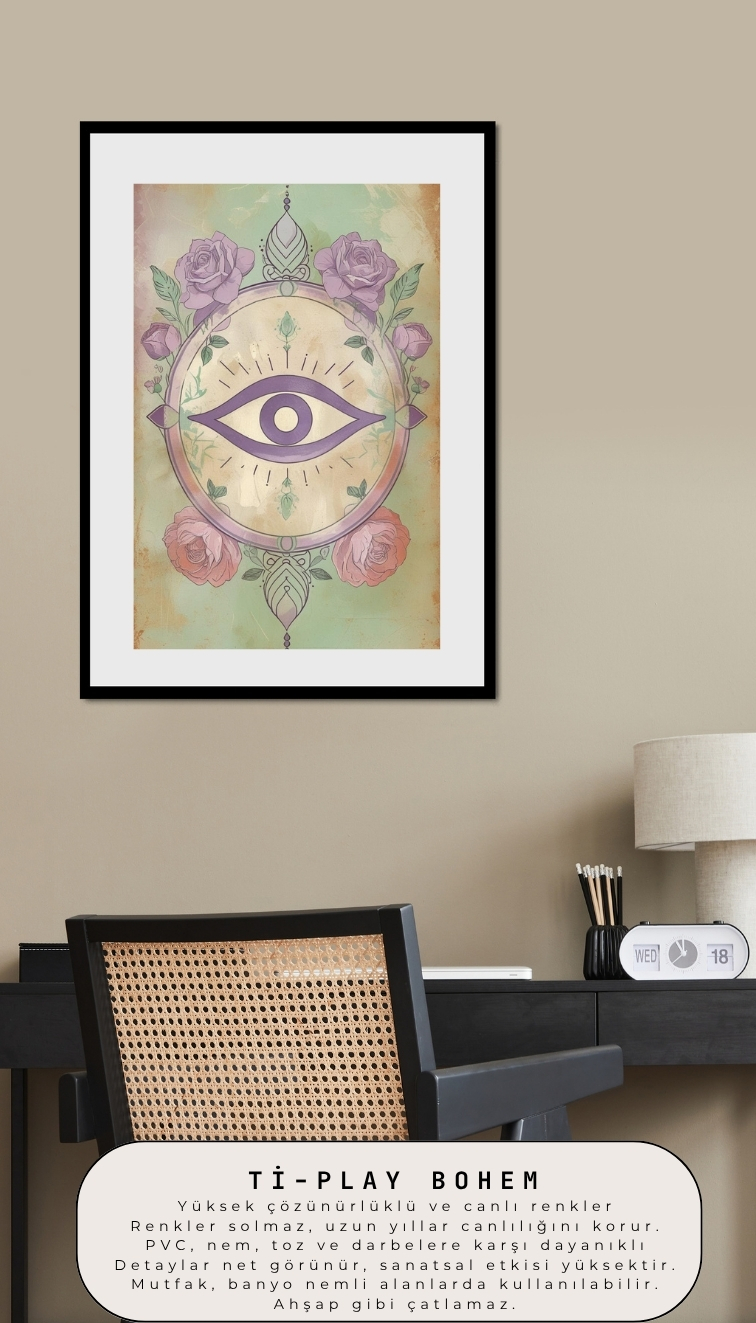 BOHEM TABLO ÜÇÜNCÜ GÖZ, MANEVİ, PASTEL RENKLER, VİNTAGE BOHEM DUVAR SANATI ÇERÇEVESİZ TABLO BOHEM TABLO ÜÇÜNCÜ GÖZ, MANEVİ, PASTEL RENKLER, VİNTAGE BOHEM DUVAR SANATI ÇERÇEVESİZ TABLO