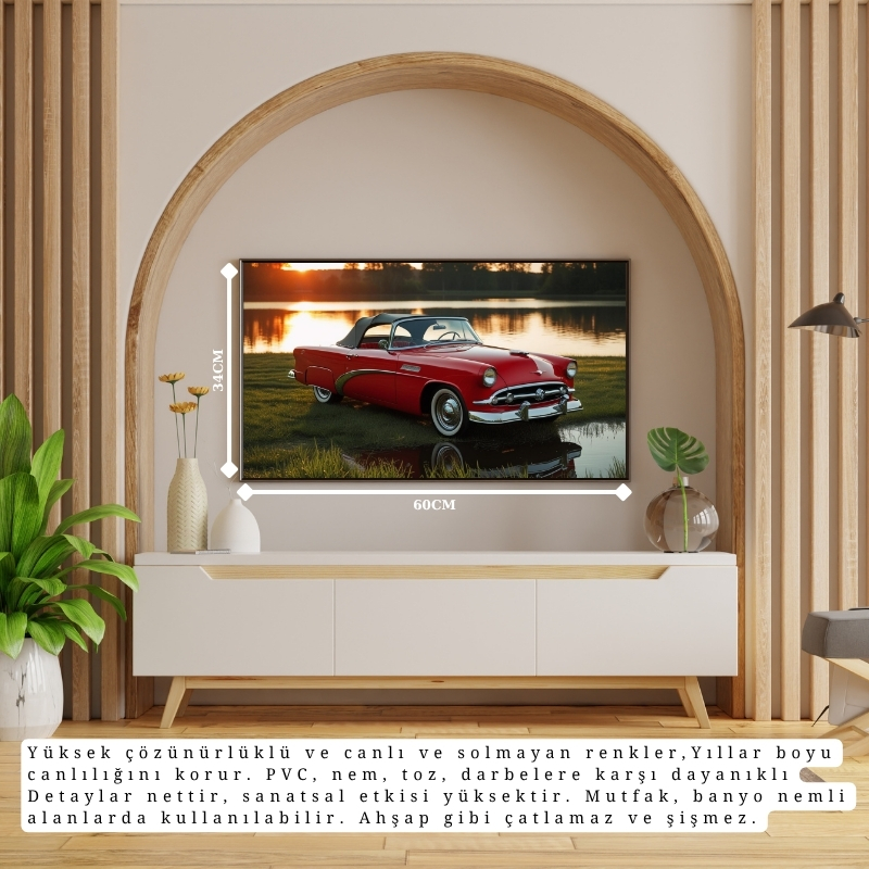 OTOMOBİL TEMALI KLASİK ÜSTÜ AÇILIR ÇERÇEVESİZ PVC TABLO 60X34 CM