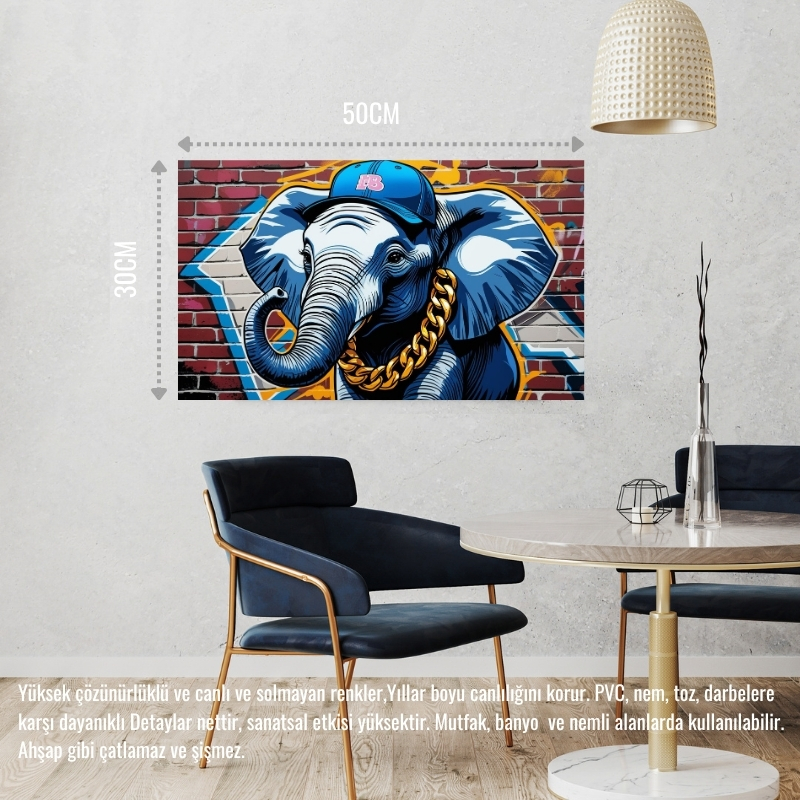 RAPÇİ FİL 01 ÇERÇEVESİZ 50X30 CM PVC TABLO