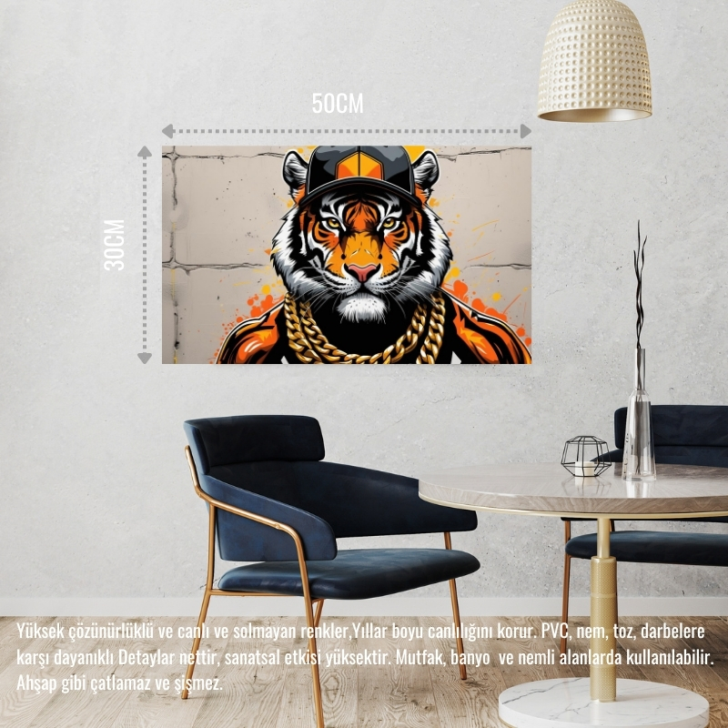 RAPÇİ KAPLAN 03 ÇERÇEVESİZ 50X30 CM PVC TABLO