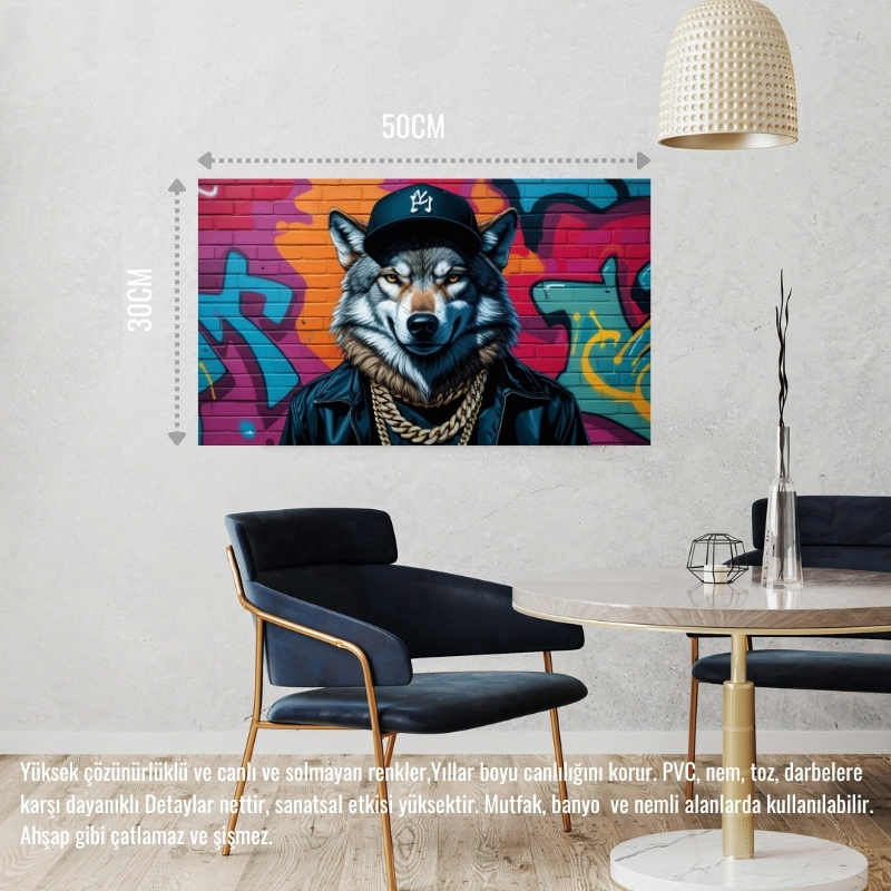 RAPÇİ KURT 01 ÇERÇEVESİZ 50X30 CM PVC TABLO
