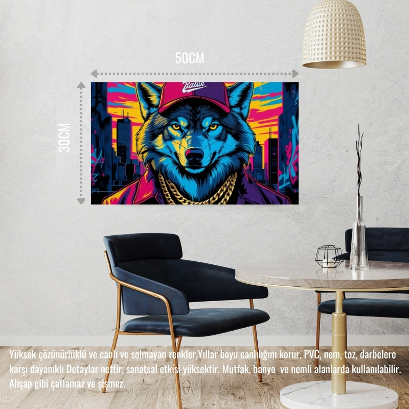 RAPÇİ KURT 02 ÇERÇEVESİZ 50X30 CM PVC TABLO